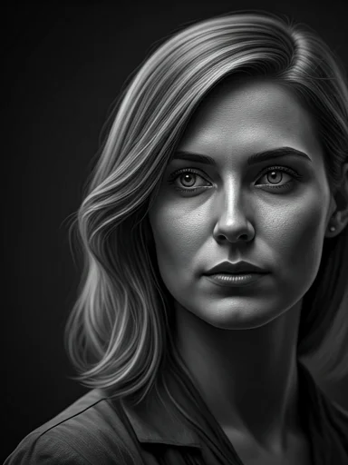 Portrait of a woman against a dark background