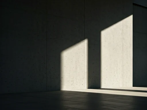 Angular window light falling across an empty wall